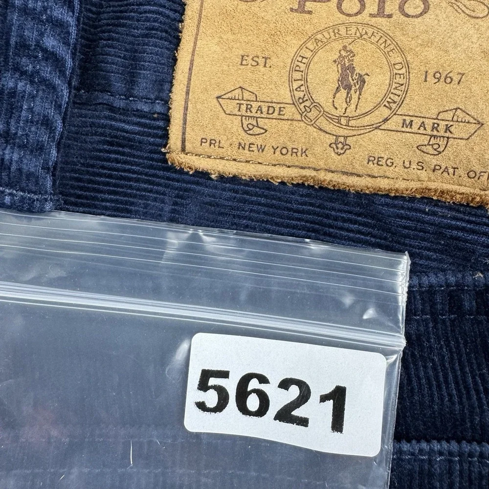 Polo Ralph Lauren Varick Slim Straight Blue Corduroy Pants Mens 38x30